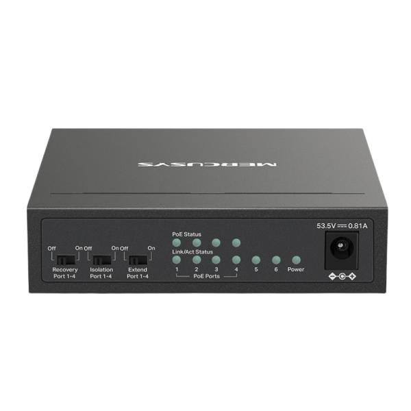 SWITCH MERCUSYS MS106LP(UN) 4 PUERTOS POE+ / 2 PUERTOS FAST ETHERNET 10/100