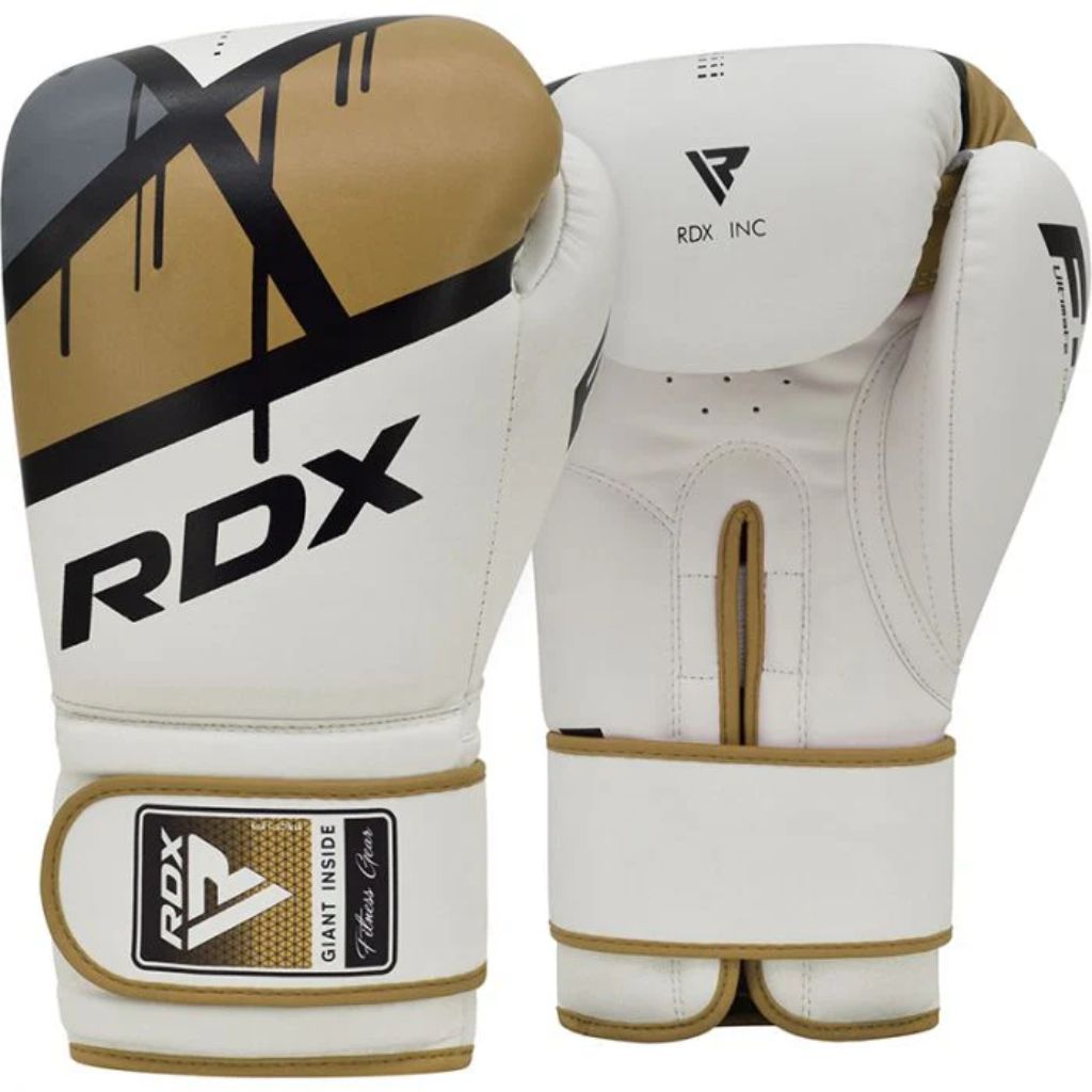 RDX F7 EGO TRAINING BOXING GLOVES - WHITE/RED - 14 OZ