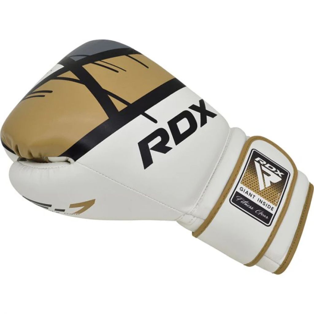 RDX F7 EGO TRAINING BOXING GLOVES - WHITE/BLUE - 14 OZ